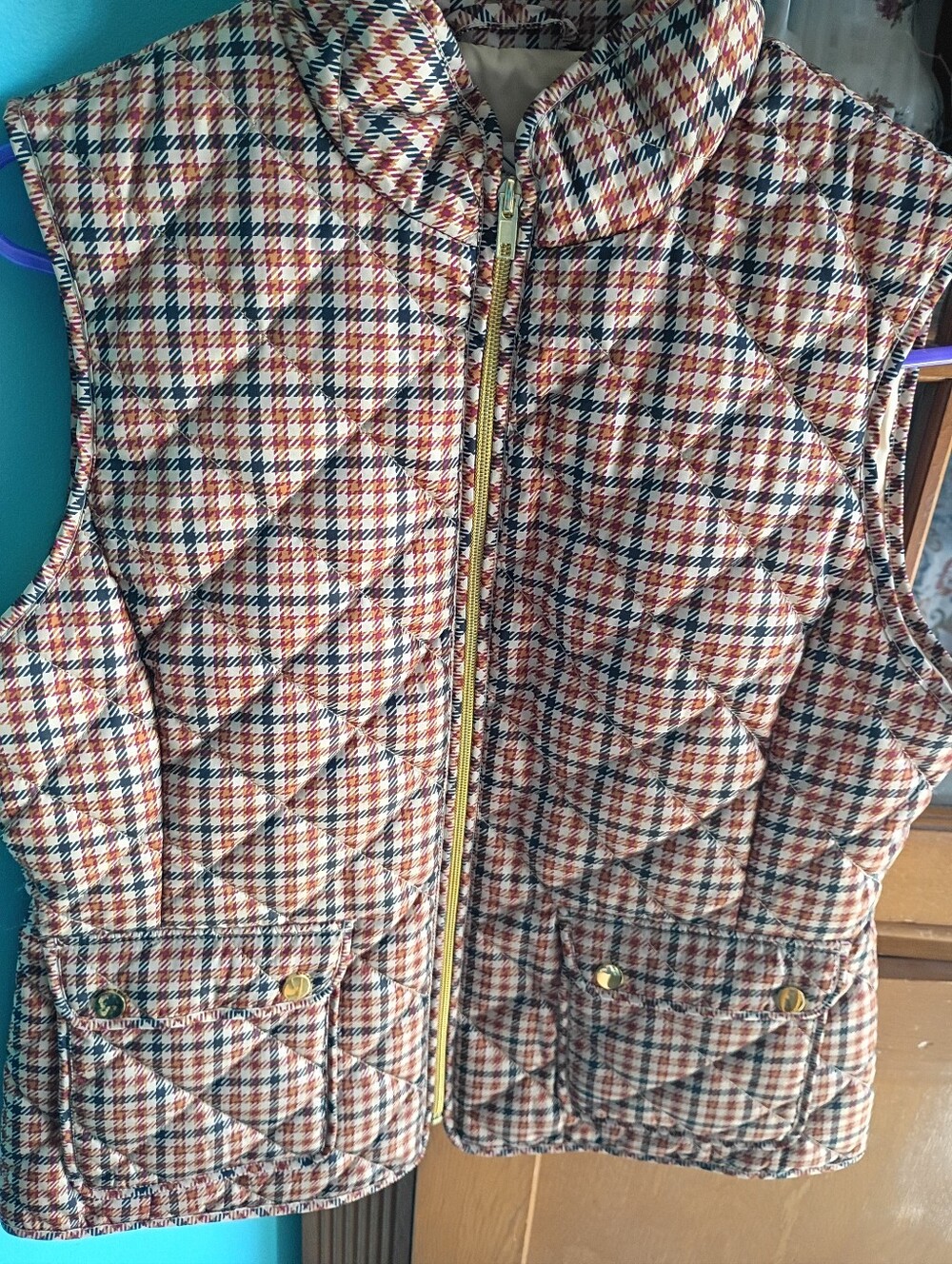 St. John's Bay, Quilted Plaid Vest, Lightweight, M